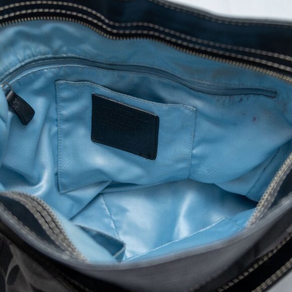 Coach | ZOE | Leather black/grey signature Jacquard Canvas shoulder bag - Picture 6 of 8